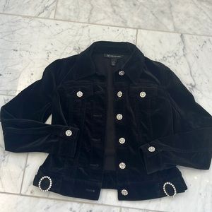 Inc international Concepts Black velvet petite jacket with rhinestone buttons